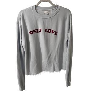 Spiritual Gangster Only Love Cropped Sweatshirt Sky Blue Maroon Medium EUC